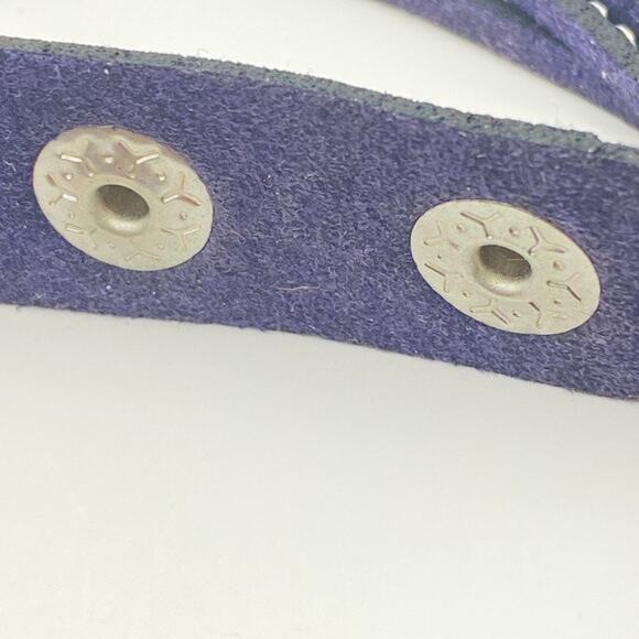 NWOT YIK FUNG Suede Wrap Around Bracelet Multi-Stranded Crystals Dark Blue Snaps - Picture 6 of 9